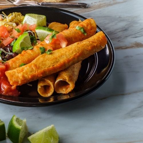 Red and Green Rolled Tacos